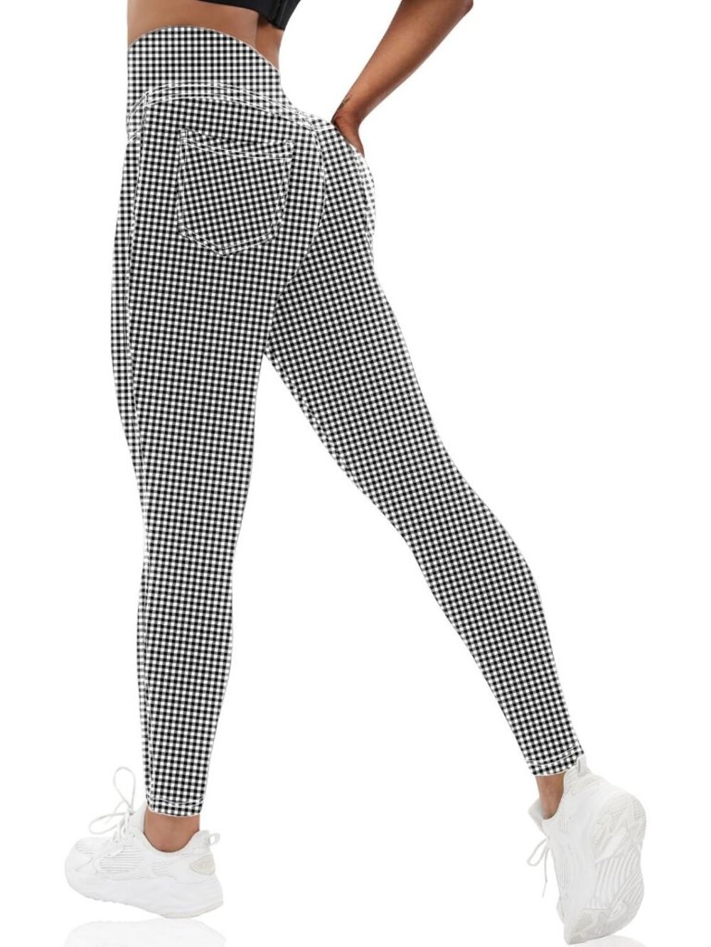 High Waisted Curvy Women's Leggings, Tummy Control Yoga Pants with Back Pockets